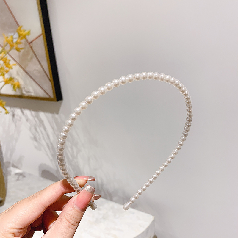 Pearl Headband Women Simple Retro Headband Female South Korea Internet Celebrity Fairy Headdress Hairband Female Hair Accessories Wholesale Simple White