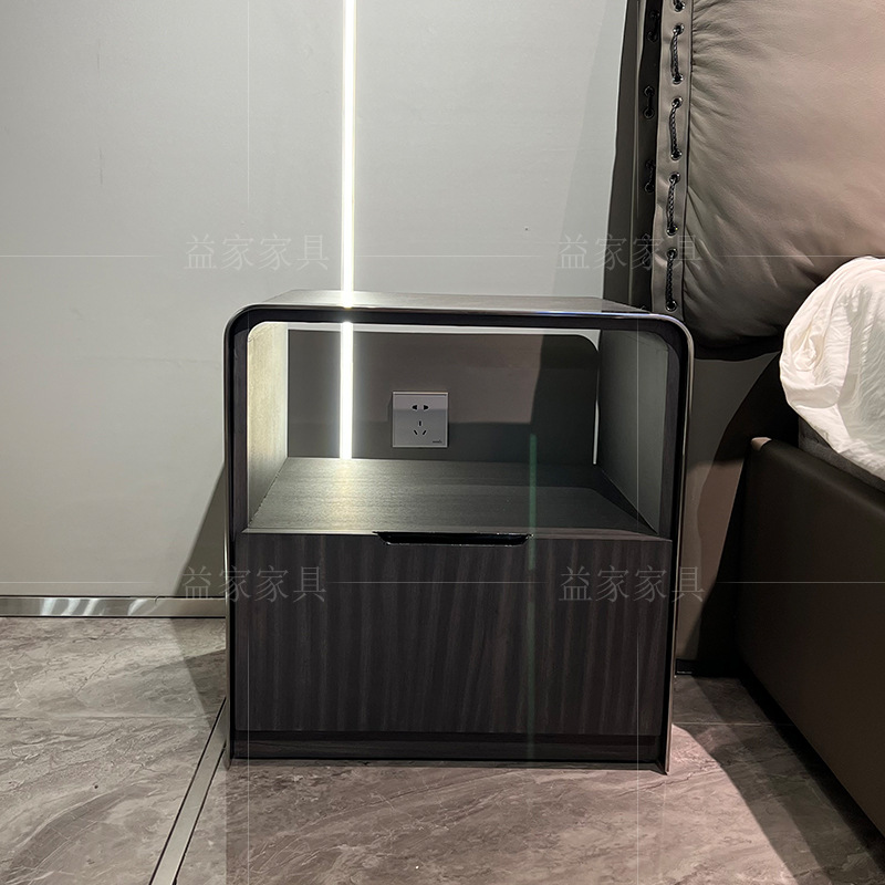 tj宾利意式床头柜现代简约木纹卧室床边柜设计师工厂直销家具