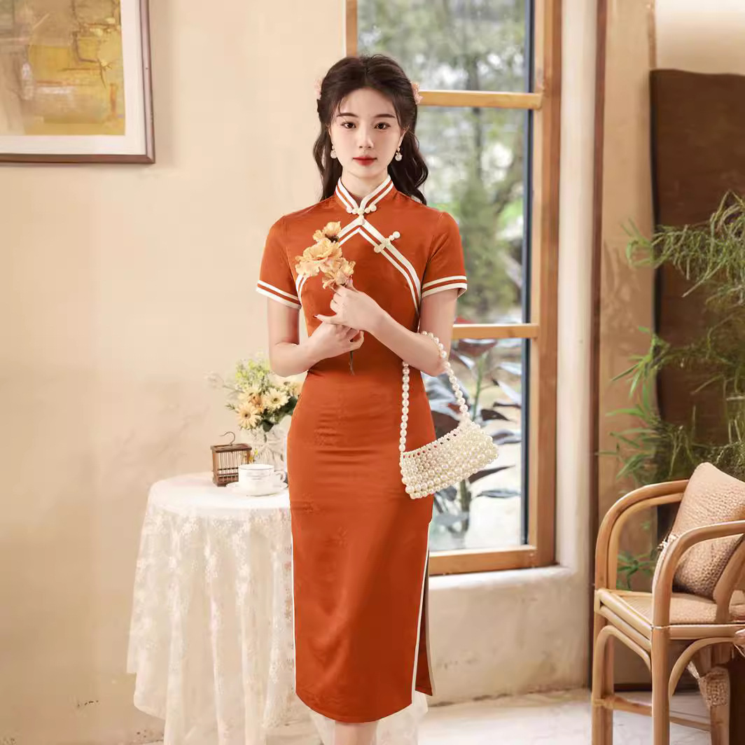 老上海旧事仿真丝提花旗袍古法端庄气质民国订婚裙敬酒服夏季新娘