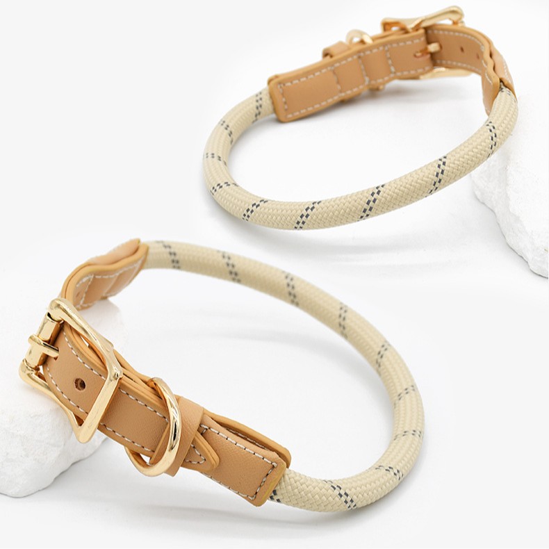 批发反光尼龙宠物牵引绳防缠绕狗狗项圈防爆冲中小型犬跨境