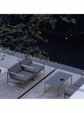 户外桌椅北欧简约时尚风格售楼部花园柚木不锈钢沙发座椅组合