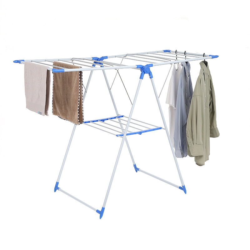 Foreign Trade Wholesale Iron Spray Plastic Floor Hanger Portable and Retractable Folding Drying Rack Simple and Portable Storage Rack Wholesale