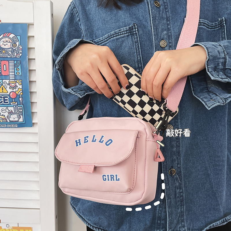 2022 Spring and Summer New Japanese Cute Versatile Casual Hello Girl Letter Students' Crossbody Bag Korean Style Shoulder Bag