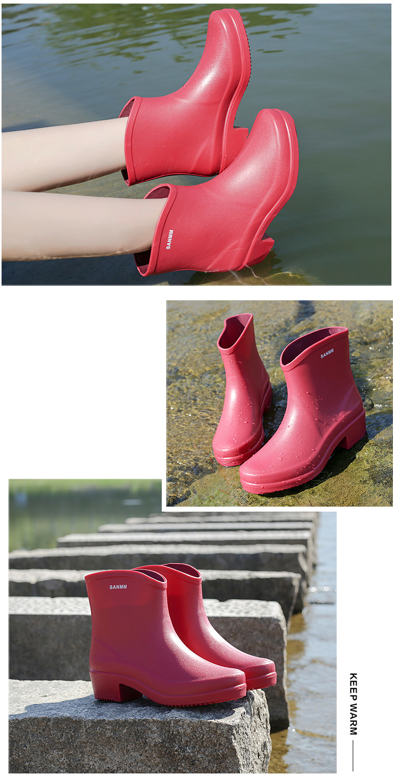雨靴女新款跨境时尚短筒雨鞋女式pvc防滑防水鞋外穿出口水靴批发