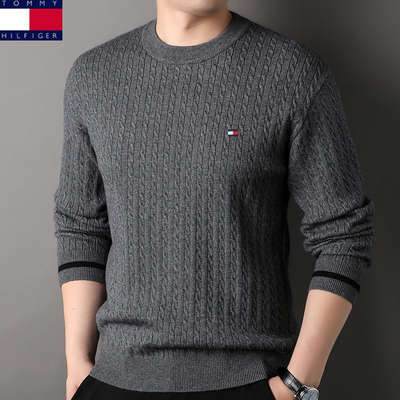 特价美国正品tommy汤米毛衣男圆领纯色针织衫半高领保暖秋冬毛衣