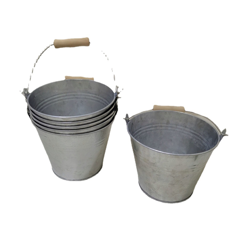 Spot Galvanized Iron Distressed Ribbon Wooden Handle Handle Iron Bucket Iron Succulent Flower Pot Filming Prop Decoration