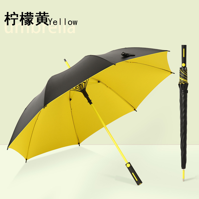 Umbrella Golf Umbrella Color Fiber Umbrella Bone Long Handle Umbrella Large Double Black Glue Sunshade Rain Or Shine Dual-Use Umbrella