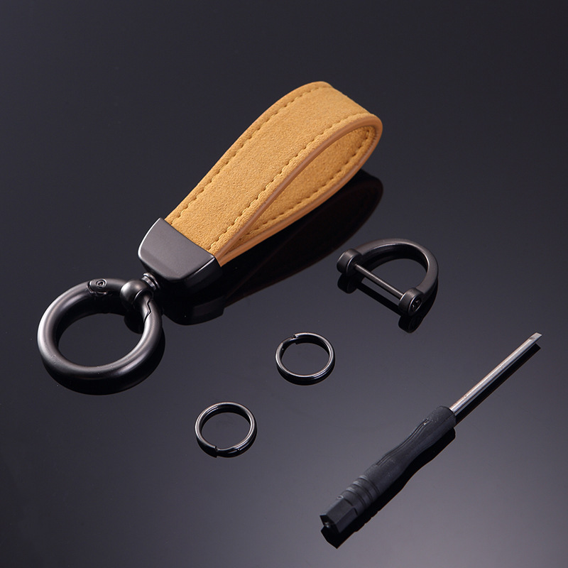 Suede Car Key Ring Hardware Fashion Brand Multi-Functional Anti-Drop Accessories Suede Men's and Women's Metal Pendant Wholesale