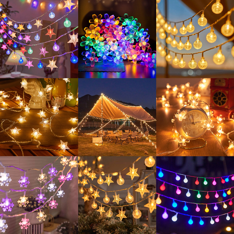led灯串圆球星星彩灯串夜市露营电池usb款彩灯批发节日摆摊装饰灯