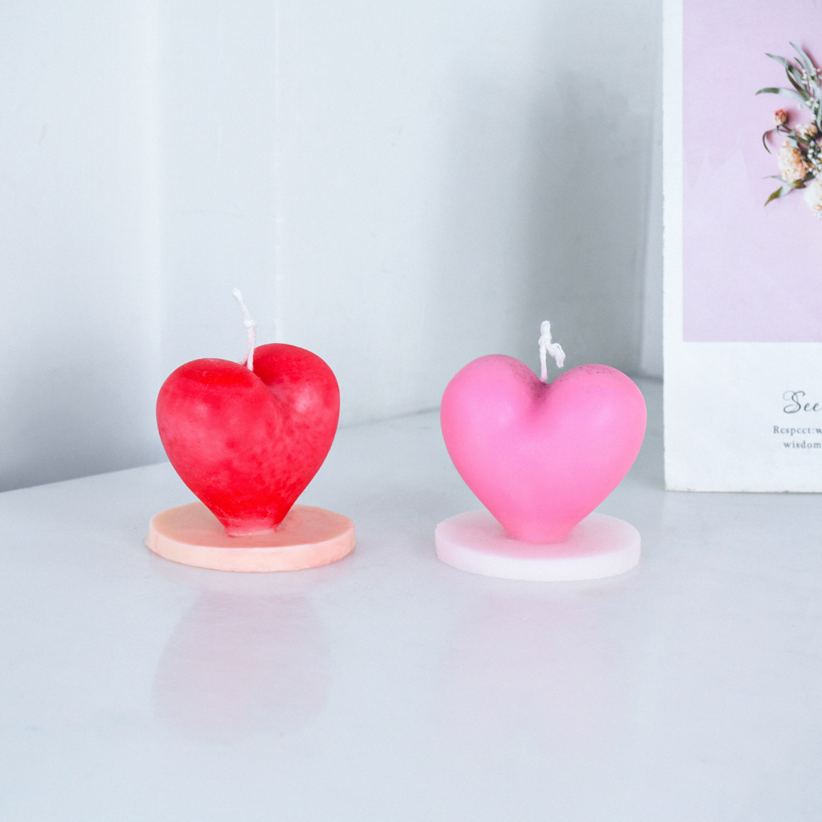 Valentine's Day Love with Base Candle Mould DIY Holiday Decoration Atmosphere Candle Silicone Mold Plaster Decoration