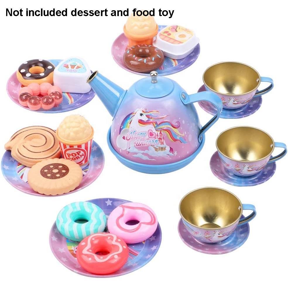 Children's Simulation Biscuit Donut Unicorn Tea Set Simulation Afternoon Tea Kitchen Set Play House Toys
