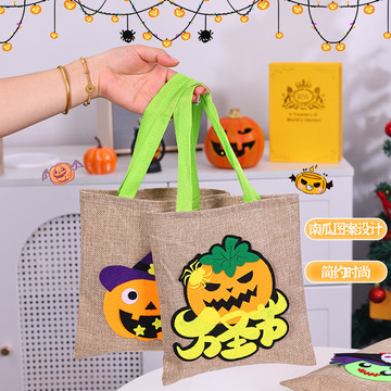 麻布袋卡通图案黄麻亚麻手提袋手提购物袋麻布包儿童装