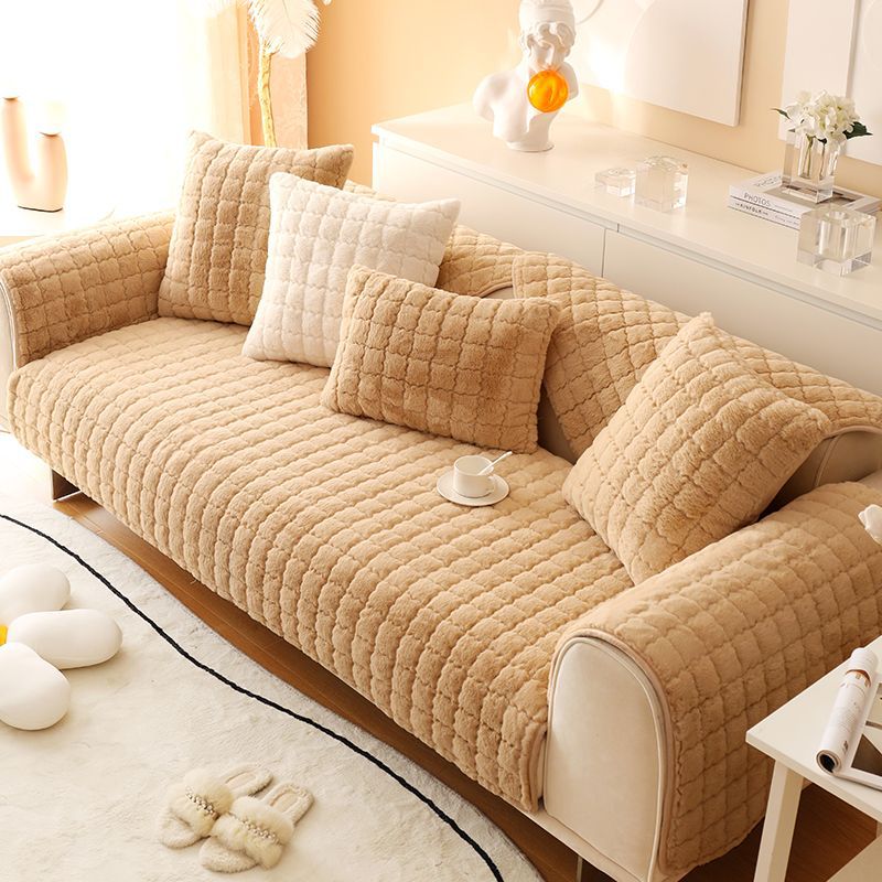 Nordic Cream Ins Style Sofa Cushion Four Seasons Universal Plush Cushion Sofa Cover Backrest Towel Wholesale