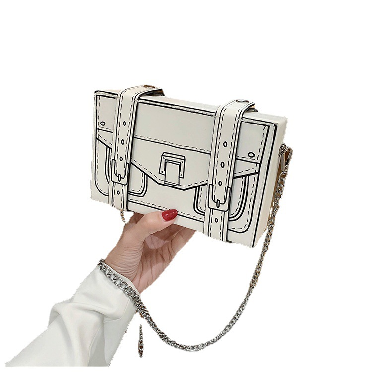 Cartoon Box Bag for Women 2022 New Internet Celebrity Ins Trendy All-Match Shoulder Bag Personality Girl Crossbody Small Square Bag