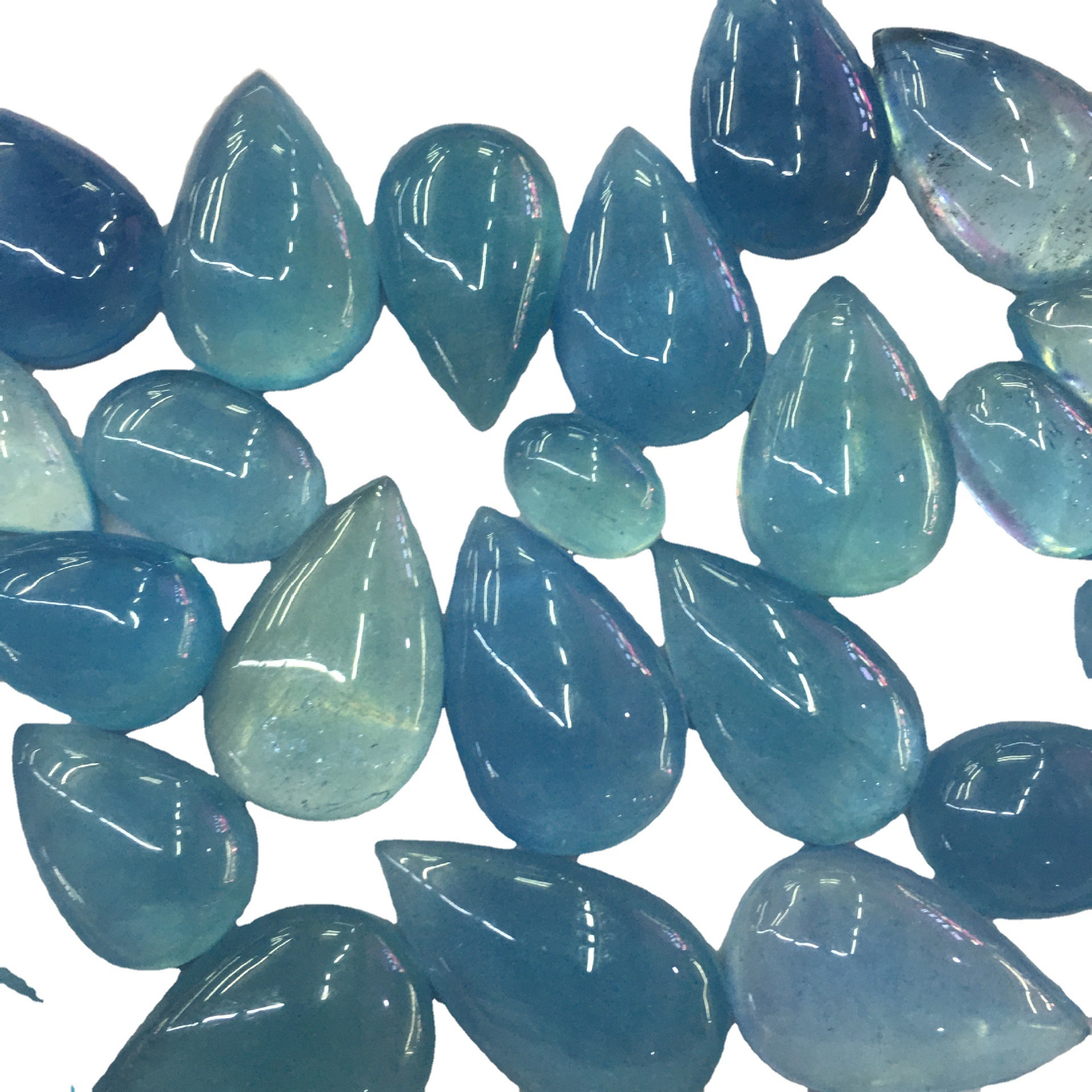 批发 天然海蓝宝水滴 蛋面裸石 戒面吊坠高冰蓝 无杂裂 可镶嵌