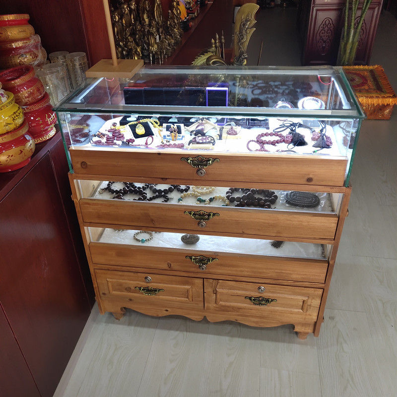 实木珠宝展示柜复古古玩店玉器陈列柜玻璃柜子饰品首饰展柜饰品柜