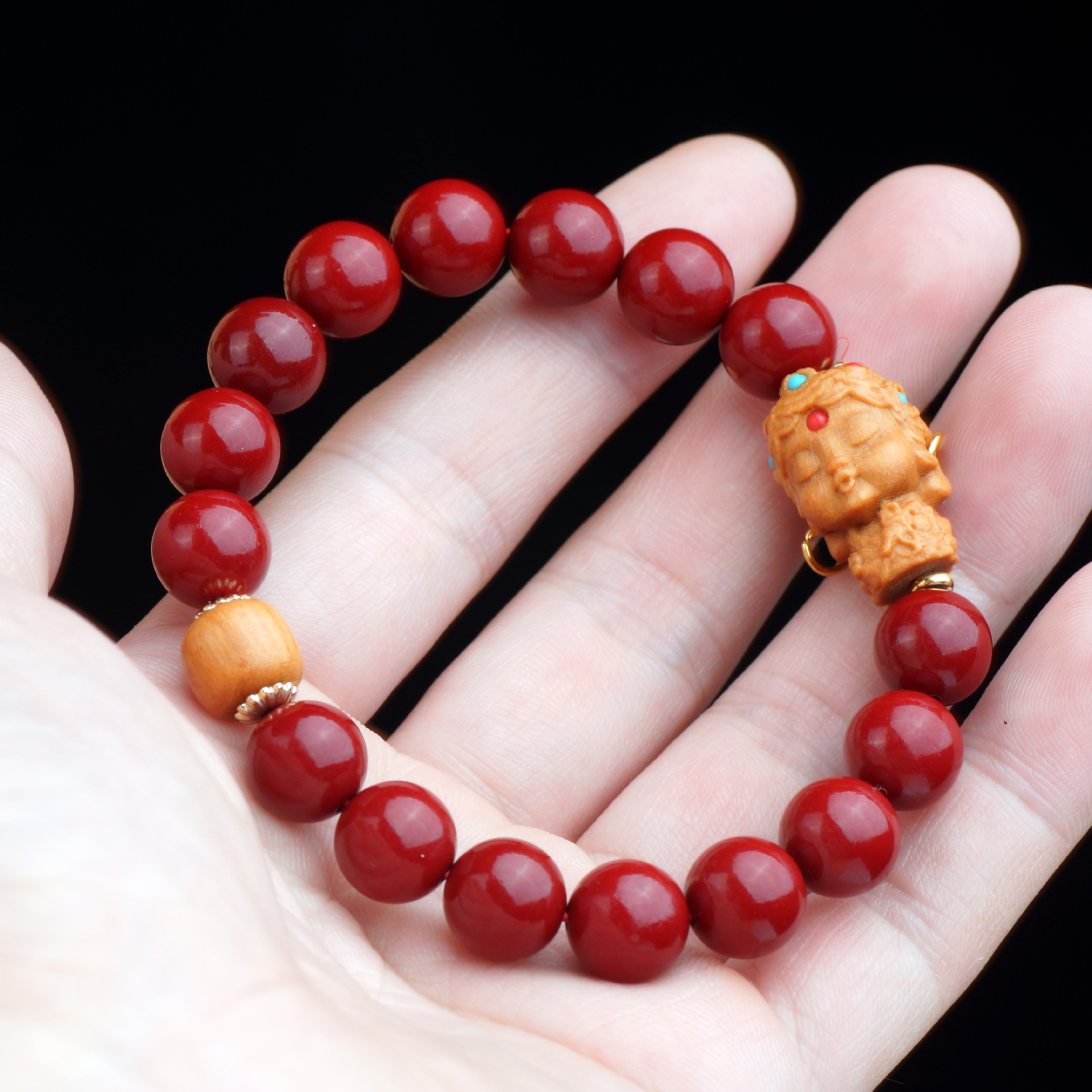 紫金砂朱砂度母手串吉祥圆满绿度母紫砂佛珠手链男女高级感手饰品