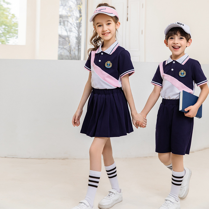 幼儿园园服夏季运动套装小学生校服夏天短袖儿童班服学院风两件套