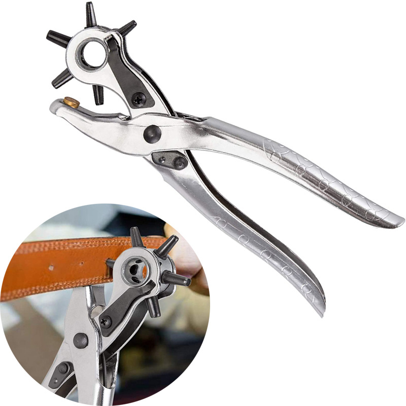 跨境多功能6合1皮带打孔钳子打孔器皮革马鞍表带鞋子打洞打眼工具