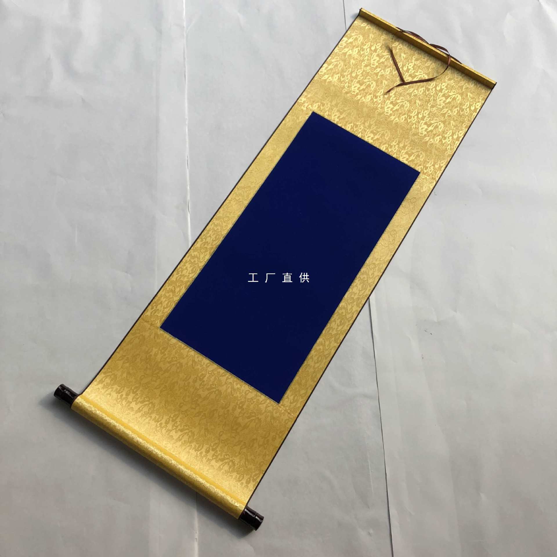 蓝色黑色色宣纸空白画轴卷轴挂轴生宣装裱书法画精裱全绫批发批发