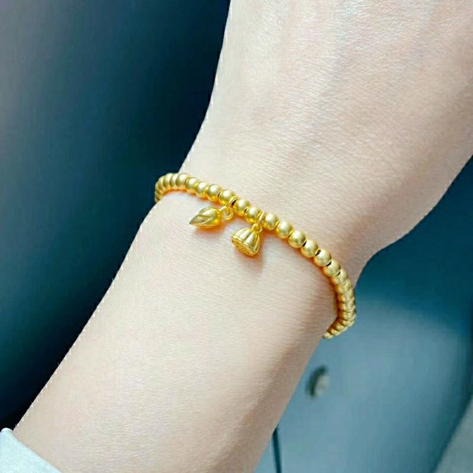 古法沙金莲蓬手链两世欢抖音直播古风电镀仿黄金手镯手串珠饰品