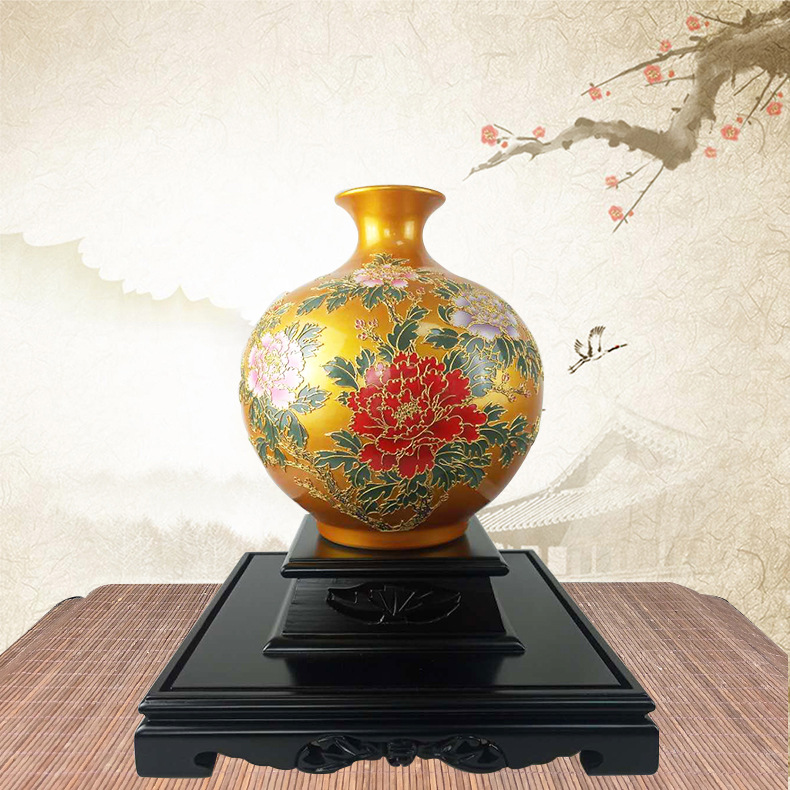 0成交0件创意青花瓶漆线雕纯手工制作贴金箔工艺公司开业礼品搬家乔迁