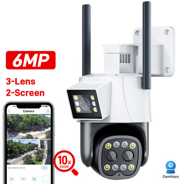 camhi三目变焦枪球联动摄像头无线4g监控器手机wifi远程高清对讲