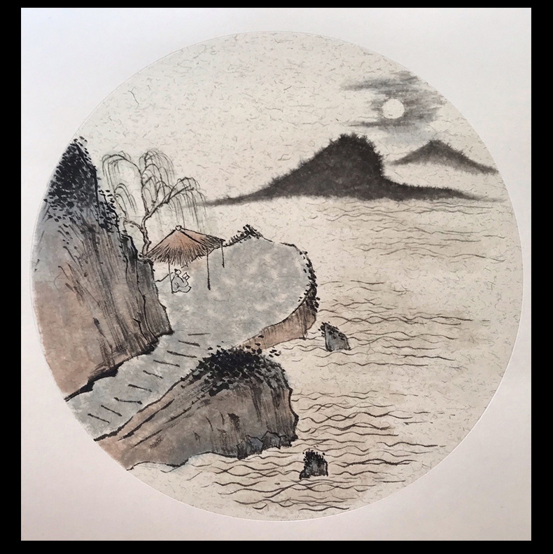 加厚圆形镜片纸仿古空白国画宣纸卡纸书法绘画专用纸半生半熟软卡