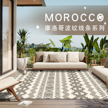 跨境摩洛哥线条客厅地毯简约民族风民宿地垫家用沙发毯脚垫现货