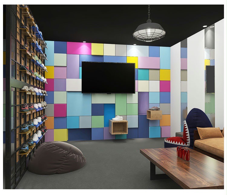 3d立体马卡龙色凹凸墙纸网红打卡拍照壁纸服装店直播间背景墙壁布