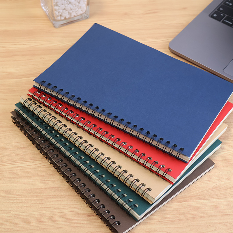 a5复古简约线圈笔记本加厚空白本网格横线记事本印logo跨境现货