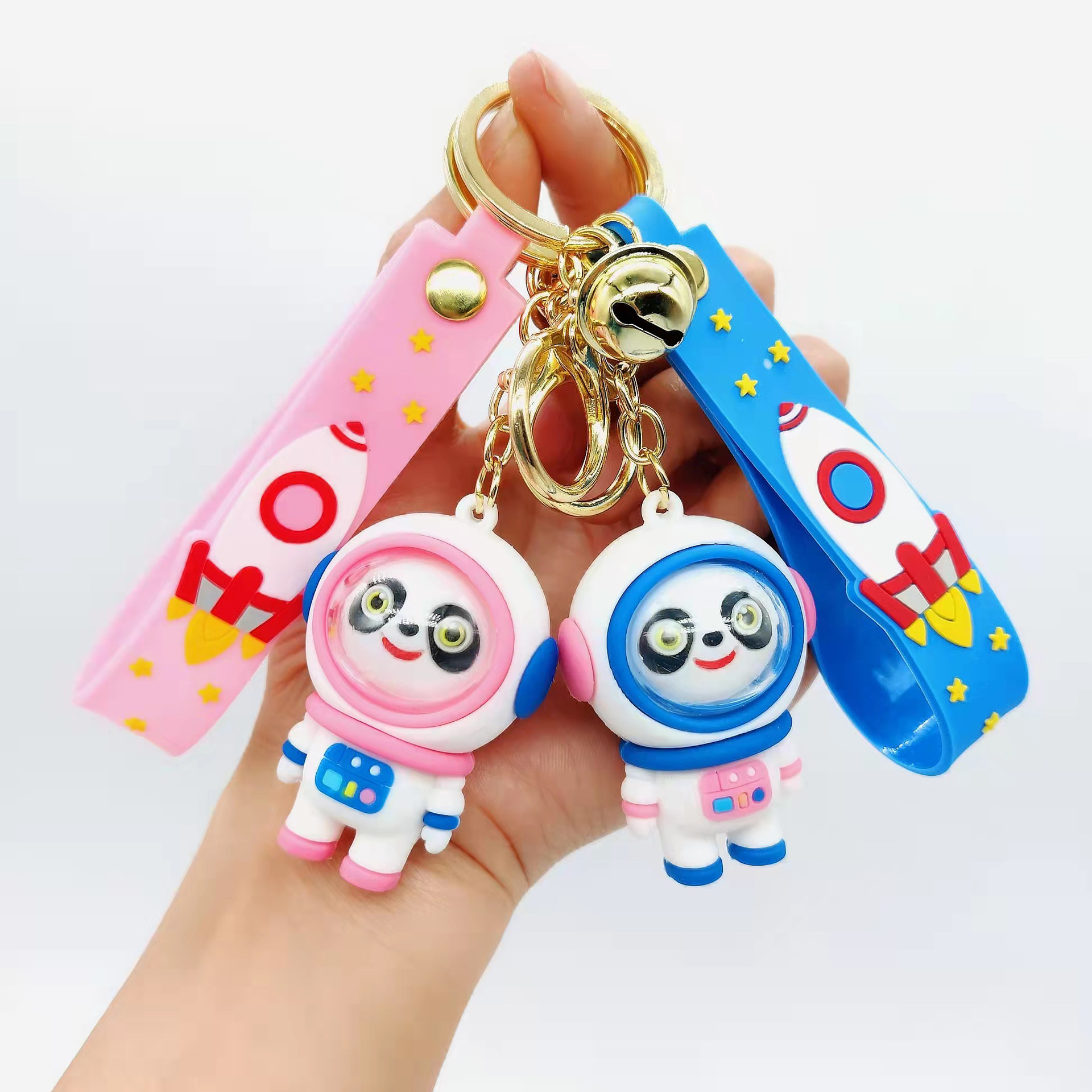 熊猫宇航员钥匙扣pvc公仔太空人挂件卡通书包钥匙链小礼品批发
