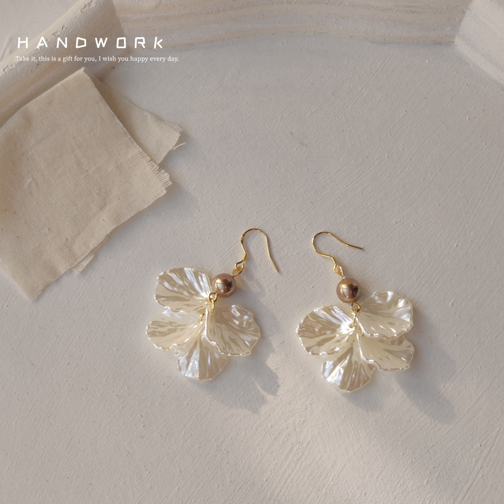 Bright Eyes Factory @ Handmade Design 925 Silver Needle Leaf Earrings Temperament Live Earrings Yiwu Manufacturers Support Ins