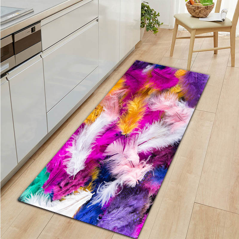 Cross-Border Feather Printed Carpet Floor Mat Door Mat Bathroom Kitchen Anti-Slip Carpet Floor Mat