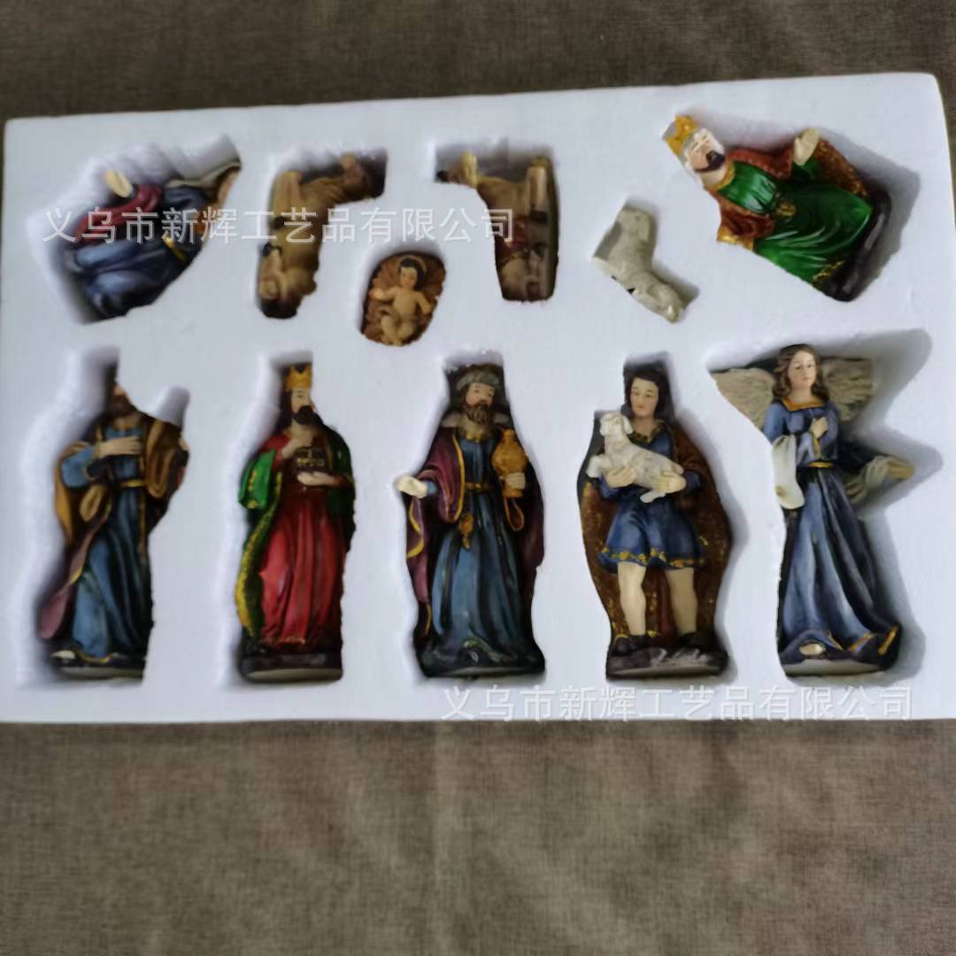 跨境亚马逊圣诞马槽组摆件宗教耶稣诞生圣诞节儿童礼物树脂工艺品