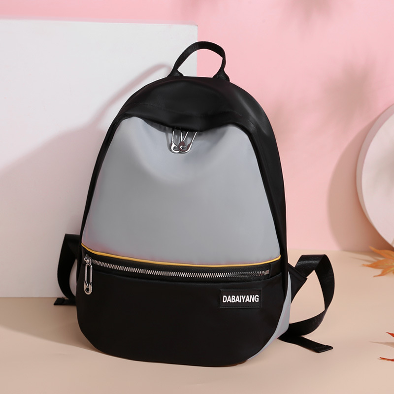 2022 Spring New Nylon Fashion Color Contrast Casual Backpack University Campus Schoolbag Travel Backpack Female Wholesale