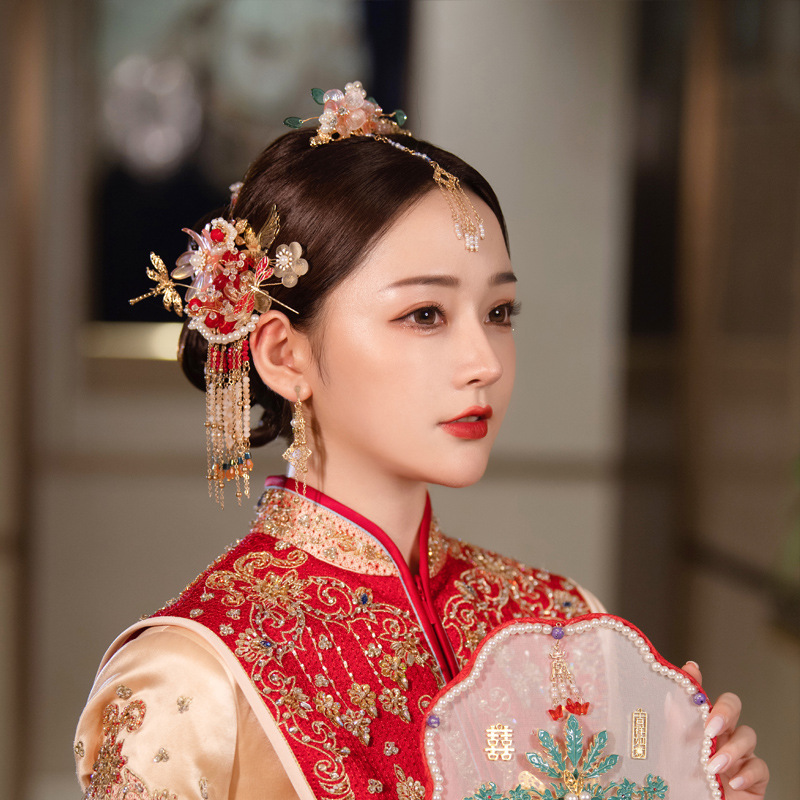 古风汉服琉璃花飞鸟古典手工唯美眉心坠秀禾服头饰品中式新娘发饰