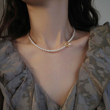 春秋长款天然淡水珍珠毛衣链14k注金高级感女百搭ot扣小米珠项链