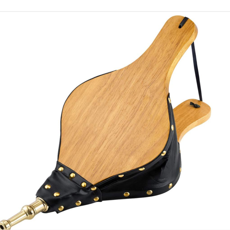 手动烧烤皮革鼓风器 户外bbq炉具鼓风机皮老虎 木质烧烤吹灰器