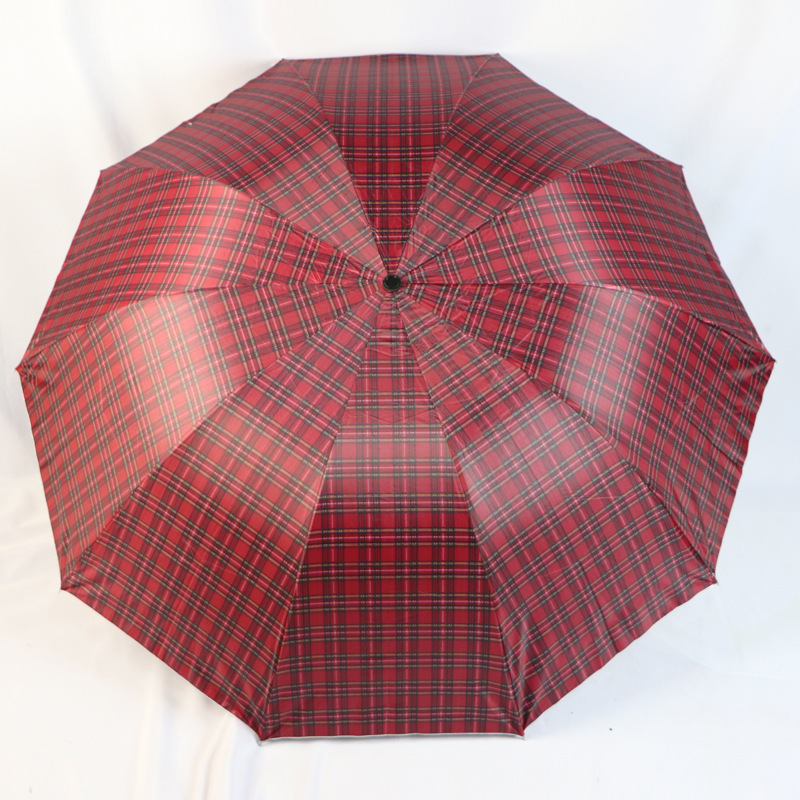 Silver Plastic Plaid Classic Plus-Sized Sunny and Rainy Umbrella Sun Umbrella Factory Direct Sales