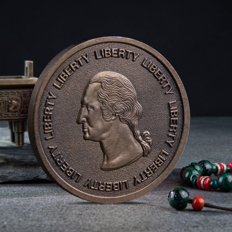 美国金属纪念币人物头像仿古纪念章挑战硬币双面浮雕徽章收藏礼品