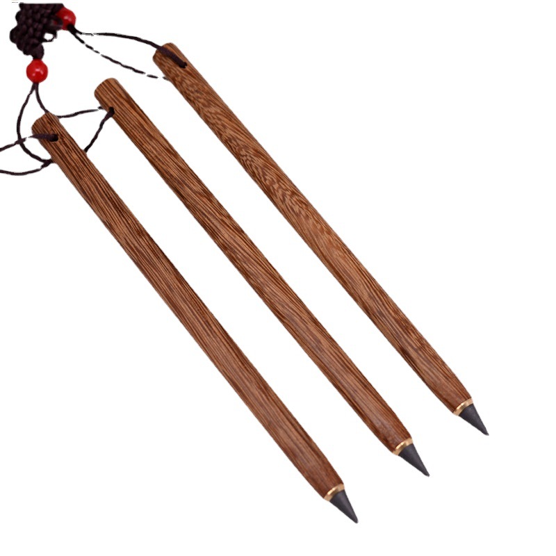 新款红木制铅笔写不断免削永恒hb绘画学生铅笔木头中国结吊坠铅笔