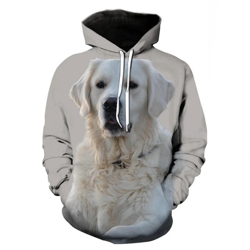 跨境亚马逊 二哈大狗头像动物3d卫衣 套头卫衣女情侣3d连帽衫男装