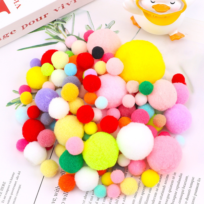 High Elastic Hair Ball Color Pompons Polypropylene Fiber Hairy Ball DIY Hair Root Twist Stick Accessories Kindergarten Handmade Material