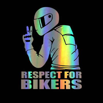 外贸respect for bikers摩托车车贴汽车贴纸镭射雕刻车贴跨境贴纸