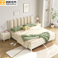 北欧现代白色全实木床奶油风格1.8米双人床1.5主卧公主软靠床