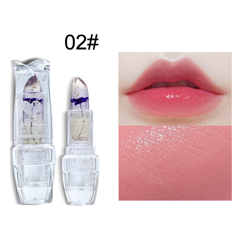 Cross-Border Transparent Color Changing Lipstick Transparent Lipstick Gold Foil Moisturizing Jelly Temperature Changing Lipstick Not Easy to Fade