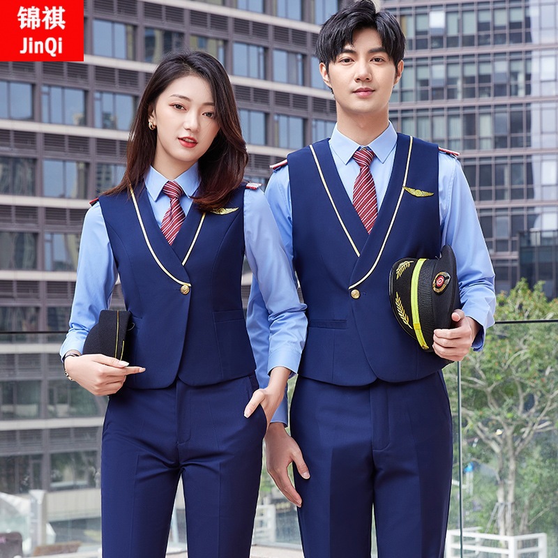 铁路工作服女夏季蓝色衬衫工装套装铁道演出服高铁列车乘务员制服