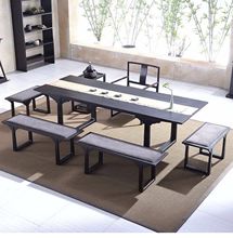 茶桌椅组合禅意新中式实木功夫茶台茶几茶室办公茶艺泡茶桌2.4米