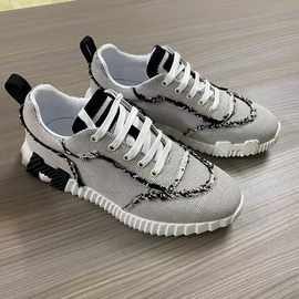 欧洲站春秋季男款低跟防滑耐磨牛仔布系带乞丐装运动休闲情侣男鞋